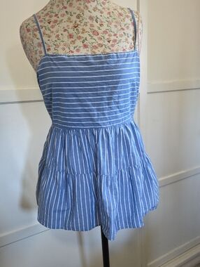American EaglebBlue and White Striped Tiered Blouse